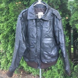 Vintage American Express Genuine Leather Flight Jacket Made in Brazil Size 46